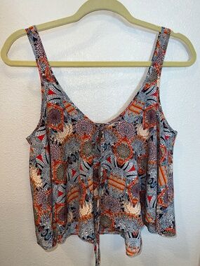 Zara Boho Vintage Boho Print Tank Top – Retro Y2K Festival Style (Size S)
